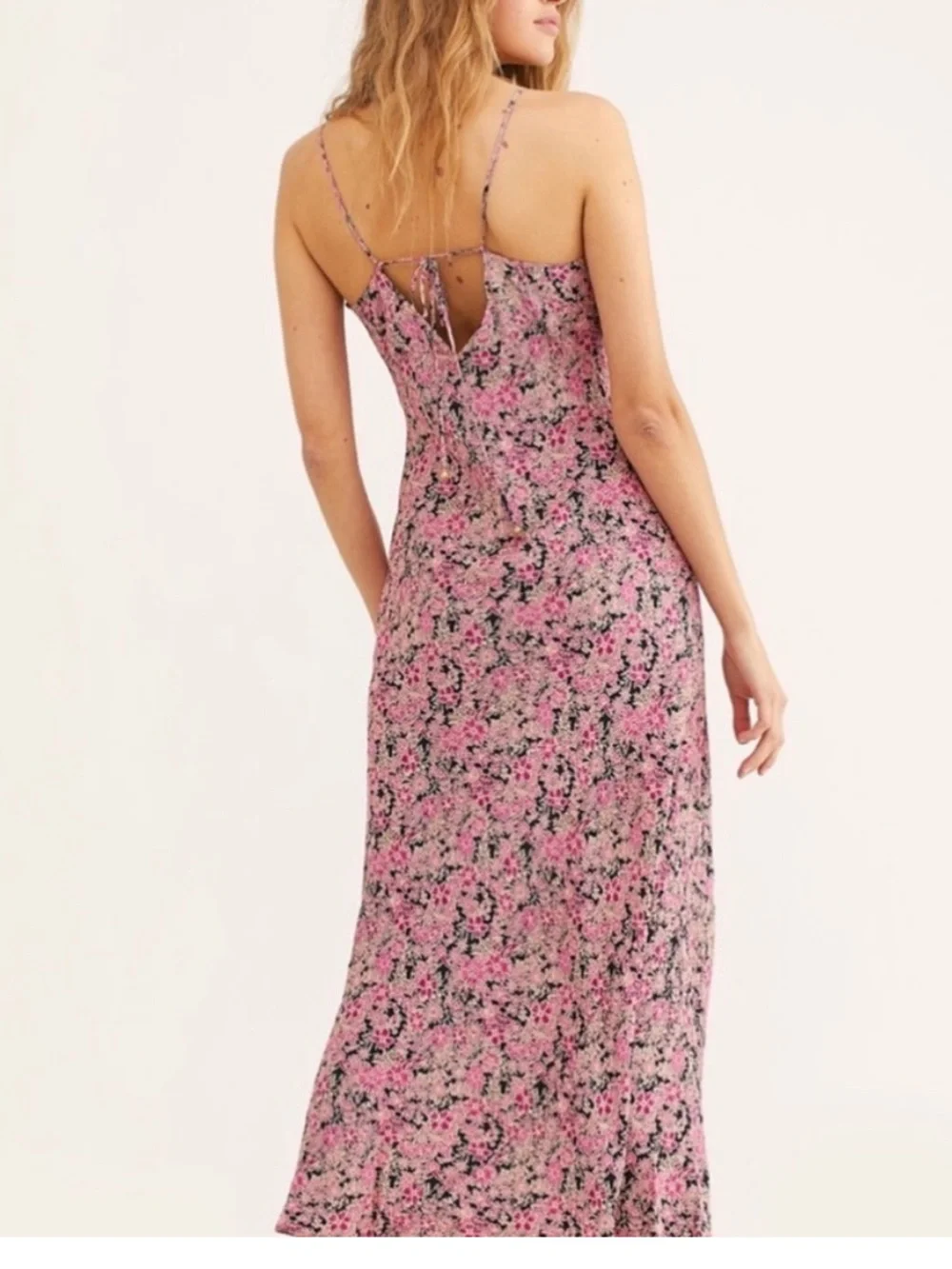 NWT Free People size L Bon Voyage midi dress in black combo